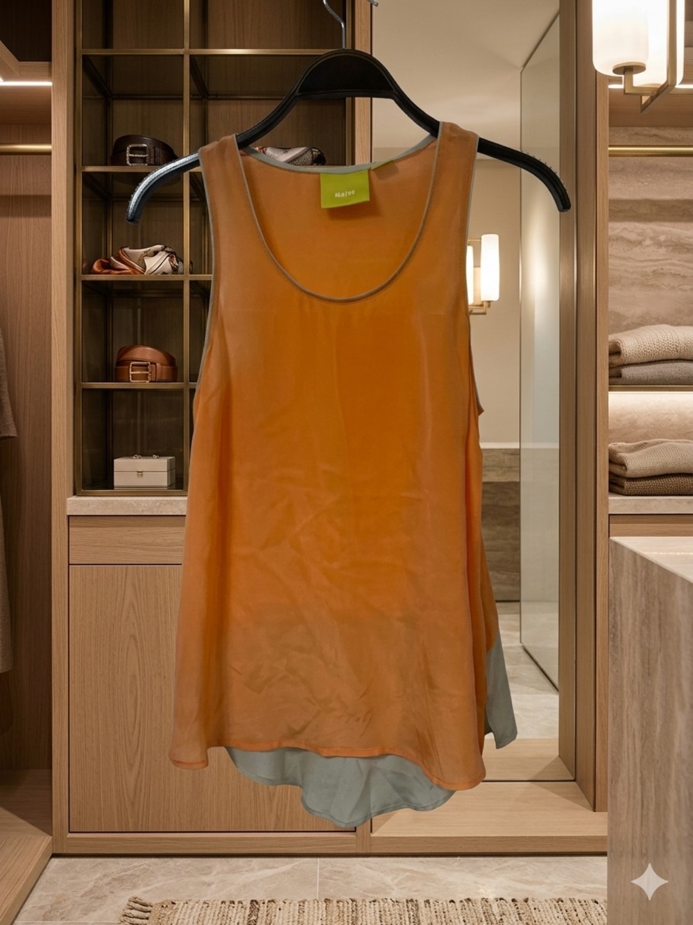 Maeve Anthropologie Orange Layered Silk Tank Top